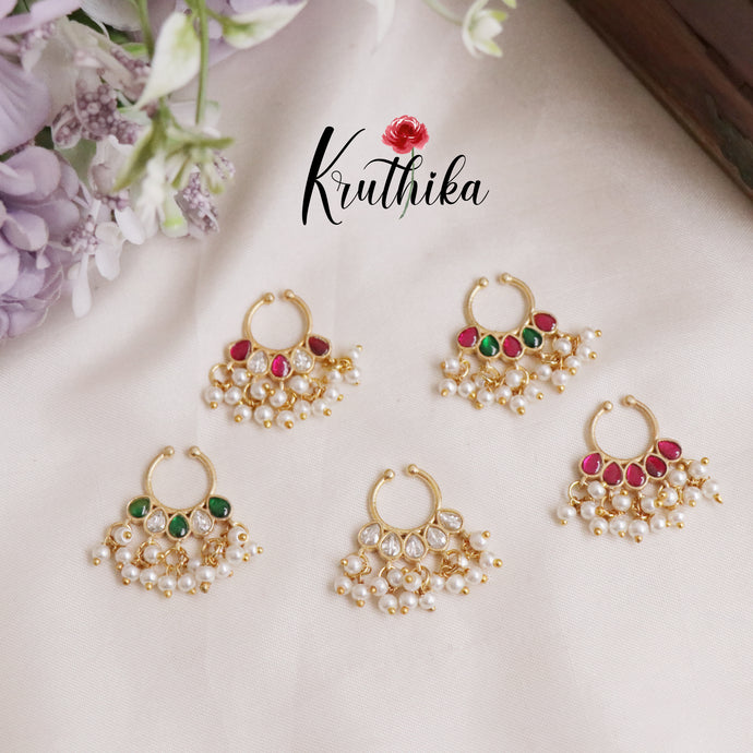 Elegant Guttapusalu Jadau Septum Nose Ring - No Piercing Required N32