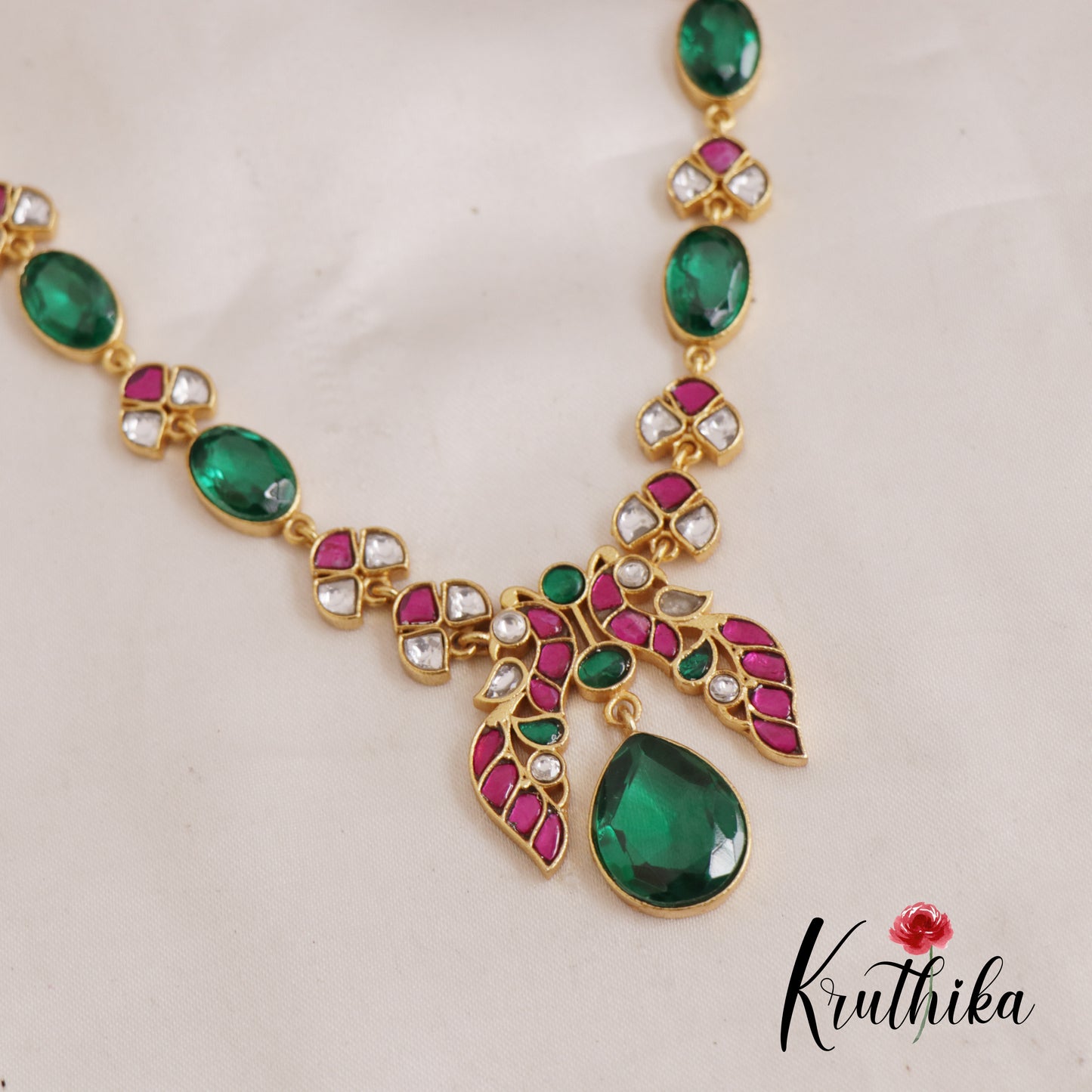 Beautiful Trendy Peacock Motifs Jadau Necklace NC2594