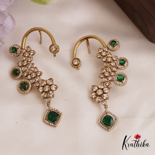 Sparkling Floral Motifs AD Victorian Ear Cuff E988 (Available In 5 Colors)