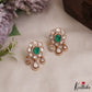 Trendy Floral Motifs Polki Victorian Stud Earrings With Teardrop Drops E1085 (Available In 4 Colors)