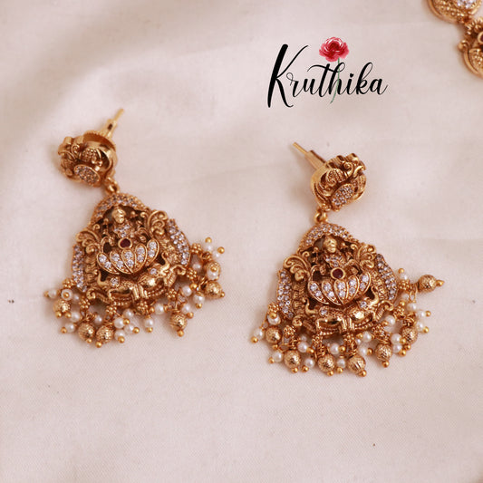 Premium Lakshmi peacock AD golden beads haaram LH1809