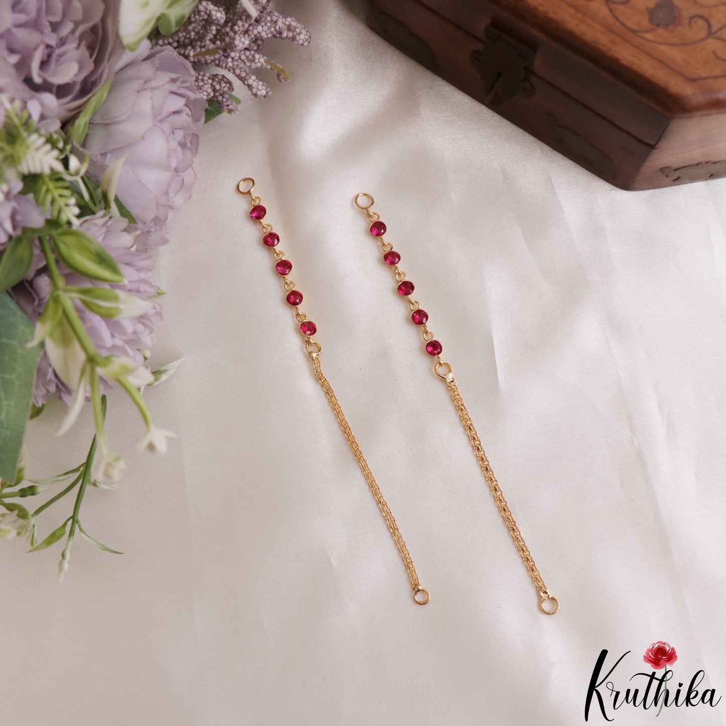 Simple Gold-Tone CZ Earchains EC224 (Available In 3 Colors)