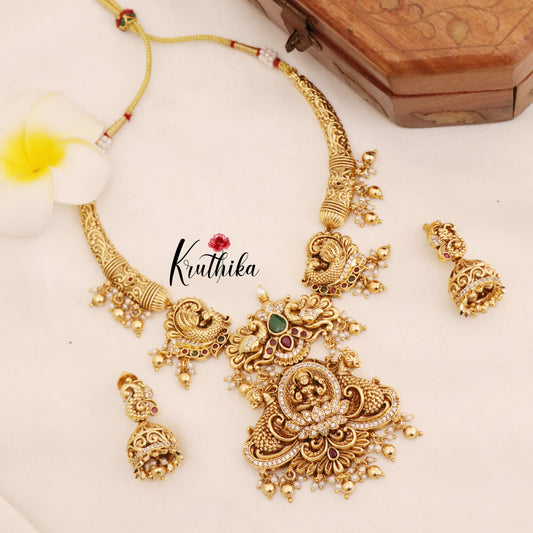 Lakshmi Devi peacock pipe necklace set NC808