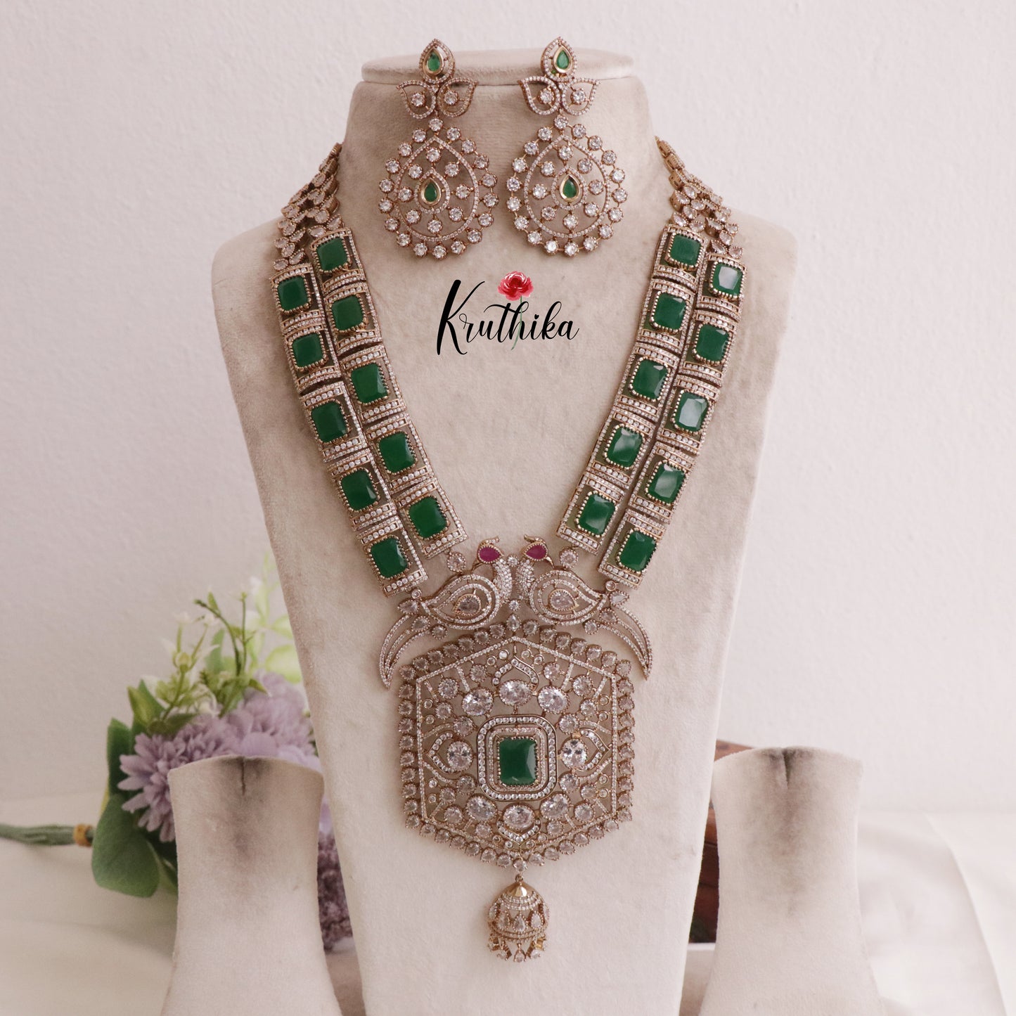 Grand Victorian AD Moissanite Peacock Haaram LH1888 (Available in 6 Colours)