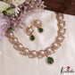 Elegant Pearl Leaf Motifs CZ Victorian Necklace NC3154 (Available In 6 Colors)