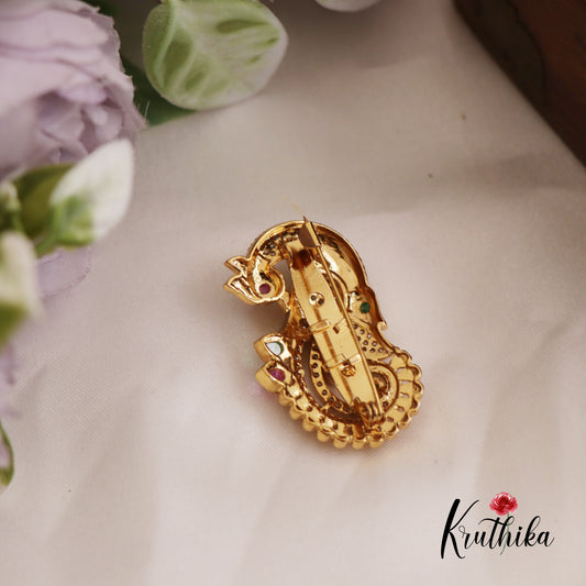 Classic Peacock Motifs Saree Pin SP43