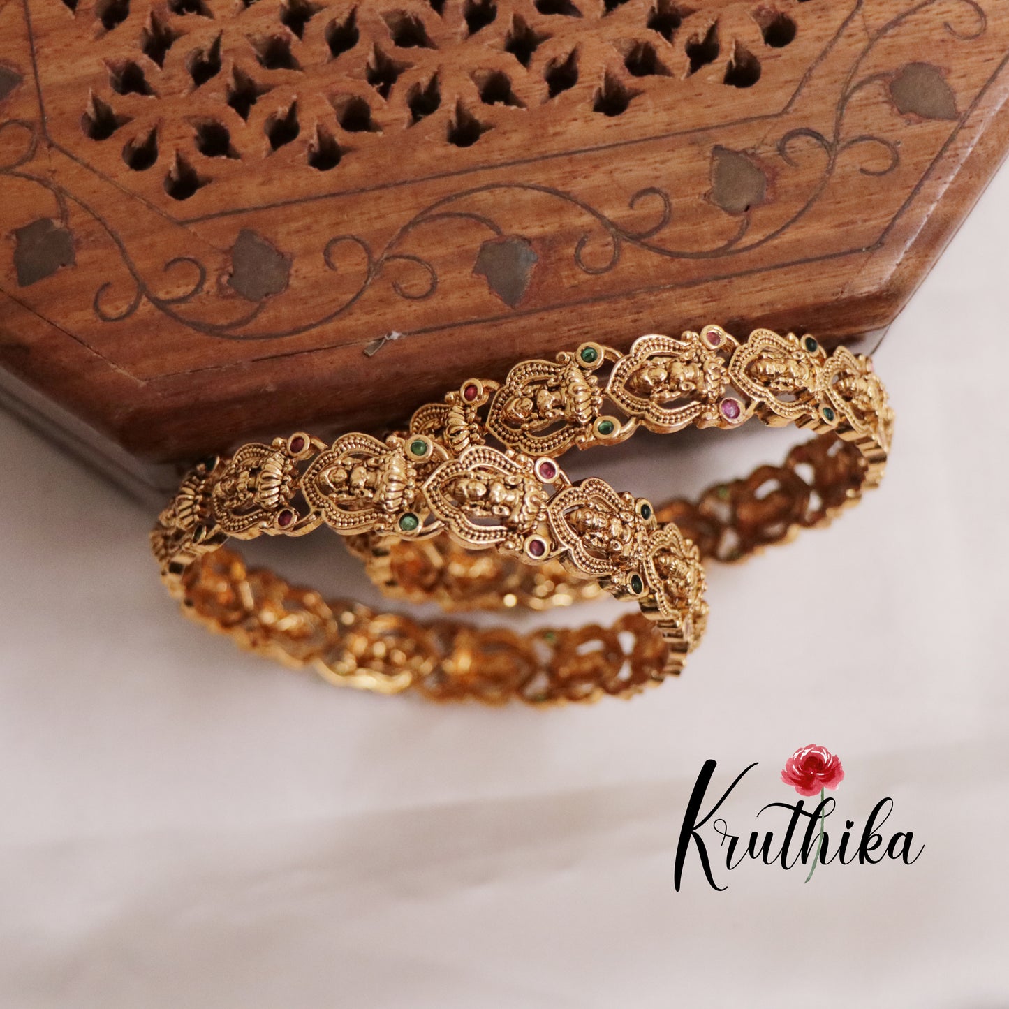 Beautiful AD Lakshmi Bangles B270 (Set of 2)