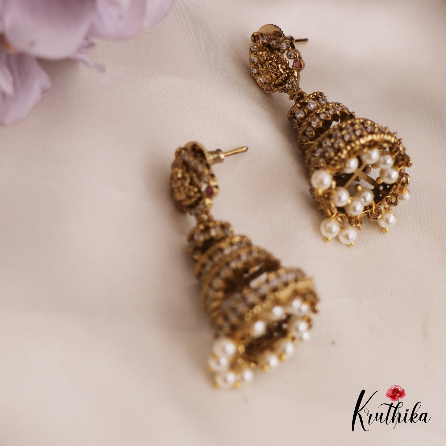 Gorgeous Antique Lakshmi Motifs Multi Layered Jhumka E992 (Available In 2 Colors)