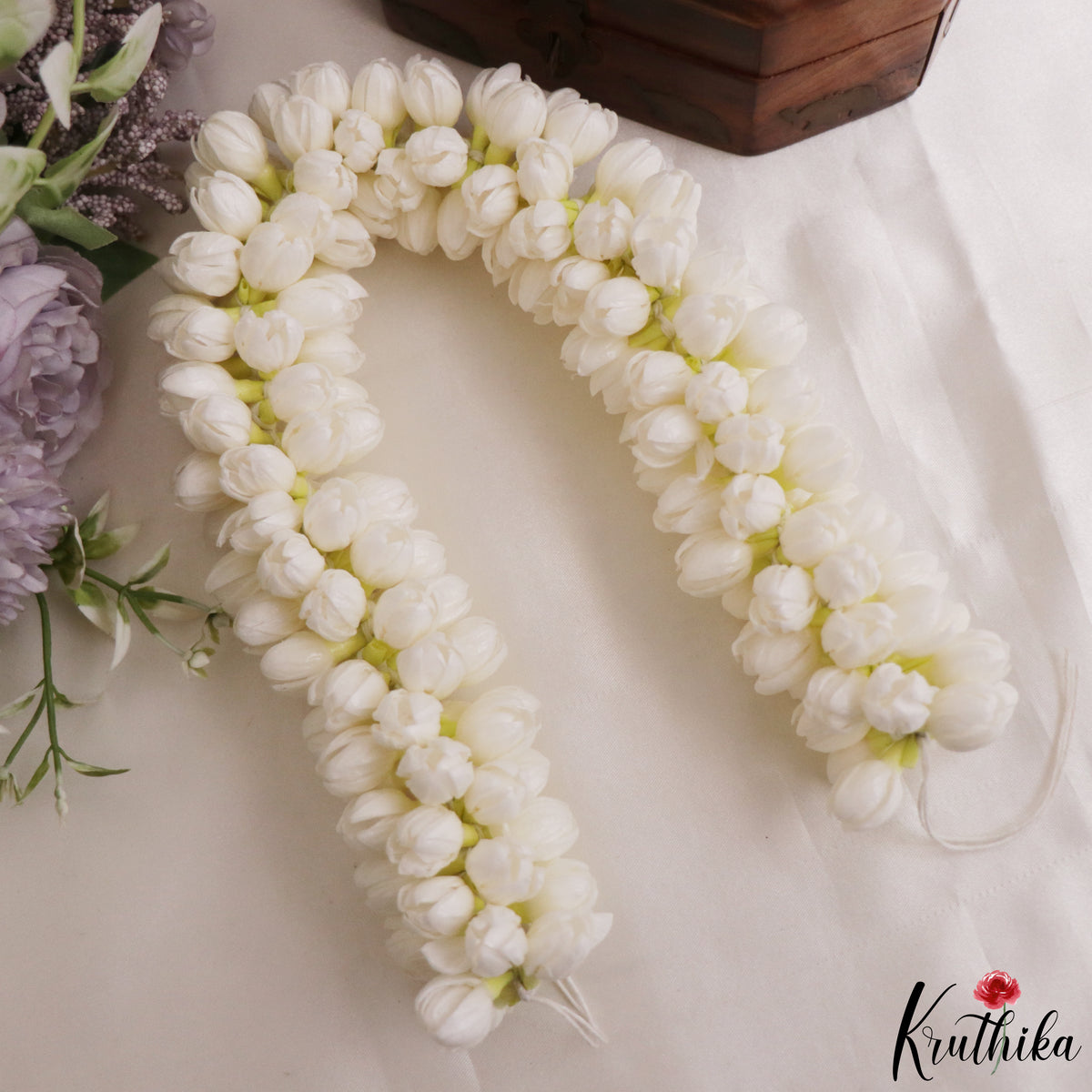 Real-Look alike Tissue Jasmine Flowers String (Malle Poolu) Light Weight & Reusable G20