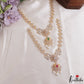 Elegant Floral Motifs CZ Victorian Necklace With Pearl Drops NC3264 (Available In 2 Colors)