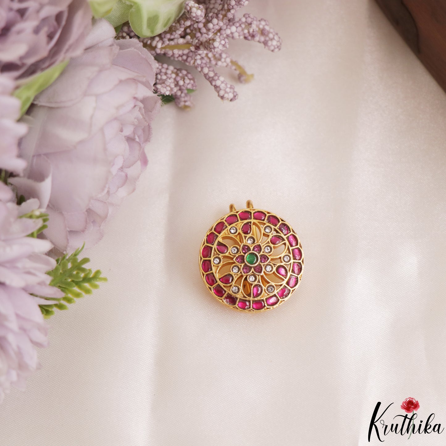 Trendy Floral Motifs Chandra Surya Jadau Hair Ornaments J414