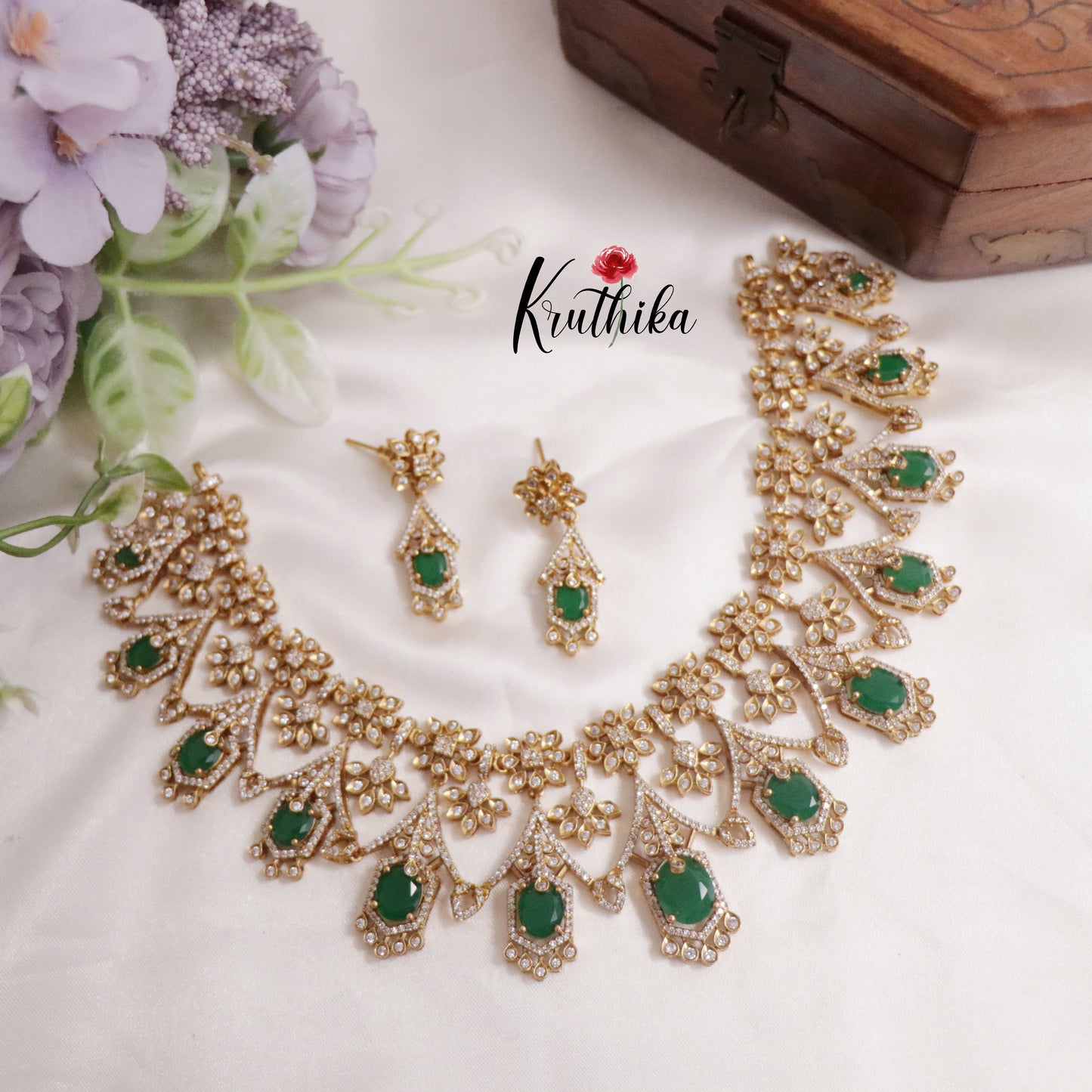 Grand CZ Victorian Necklace with Pendant Drop NC2239 (available in 2 Colors)