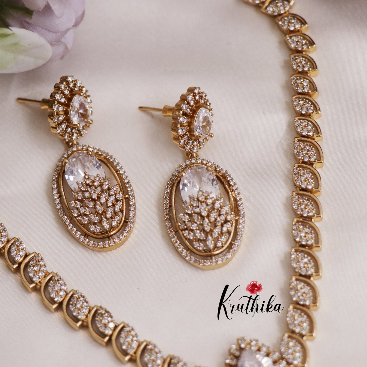 Gergous CZ Multi Stone Pearl Shape Pendant Necklace NC2129 Available in 3 Colors)