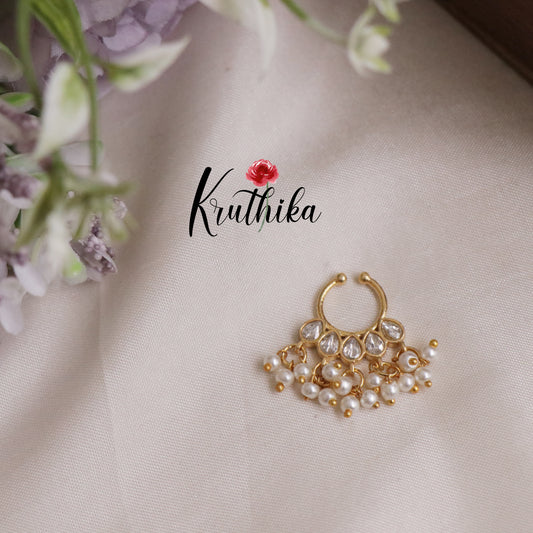 Elegant Guttapusalu Jadau Septum Nose Ring - No Piercing Required N32