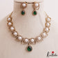 Elegant Pearl Leaf Motifs CZ Victorian Necklace NC3154 (Available In 6 Colors)