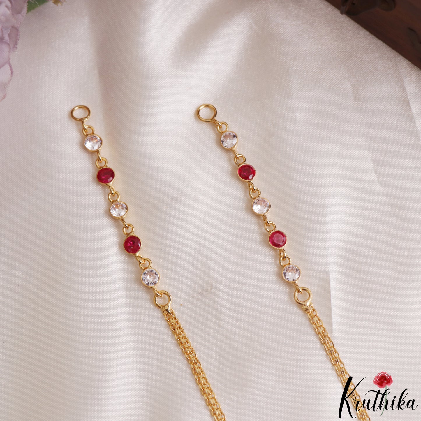 Simple Gold-Tone CZ Earchains EC224 (Available In 3 Colors)