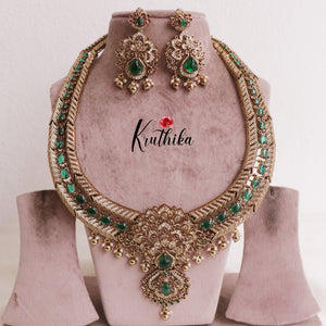 Beautiful AD Victorian Haaram with Golden Beads LH1867