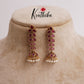 Beautiful Kemp Leaf Chain Jhumka with Pearl Drop E629 (Available in 2 Colours)