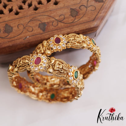 Premium Antique Nagas Lakshmi Floral Motifs Bangles B465 (Set 2 Bangles)