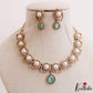 Elegant Pearl Leaf Motifs CZ Victorian Necklace NC3154 (Available In 6 Colors)