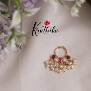 Elegant Guttapusalu Jadau Septum Nose Ring - No Piercing Required N32