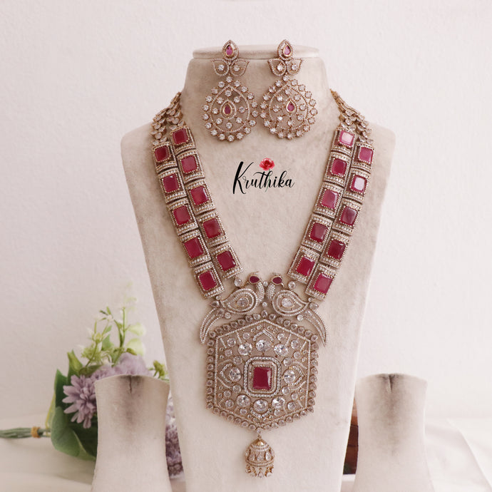 Grand AD Moissanite Peacock Haaram LH1888 (Available in 6 Colours)