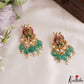 Gorgeous Antique Lakshmi Motifs Polki Jadau Pendant Set With Green Bead Drops PS307 (Available In 3 Colors)
