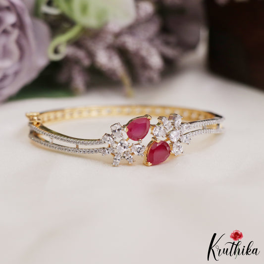 Fashionable AD ruby Gold Tone Design Openable Bracelet B590