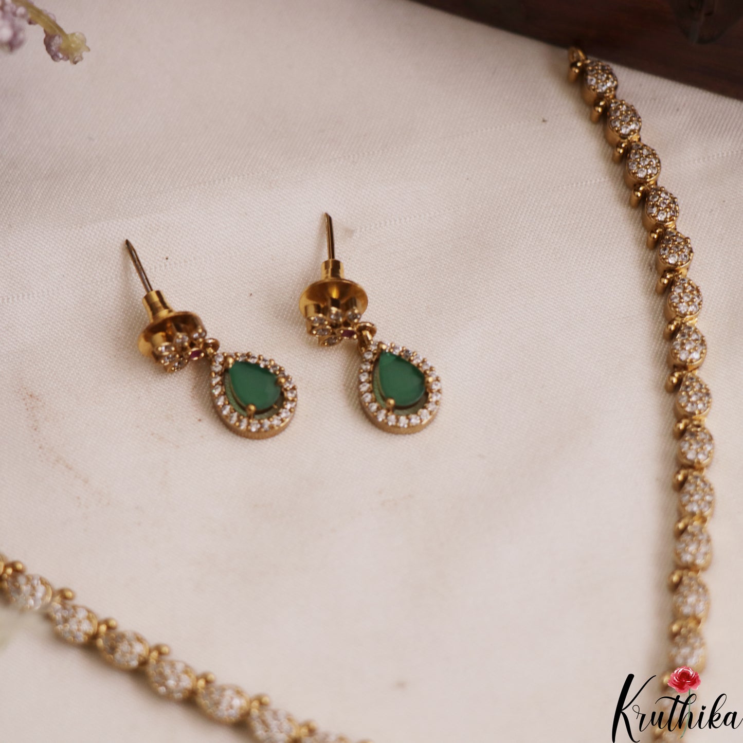 Elegant Mango Peacock Motifs Diamond-Finish AD Necklace NC2944