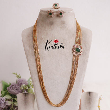 Trendy Four Layer Chandra Haaram Ruby with AD Pendant Sets LH1943 (available in 2Colors)