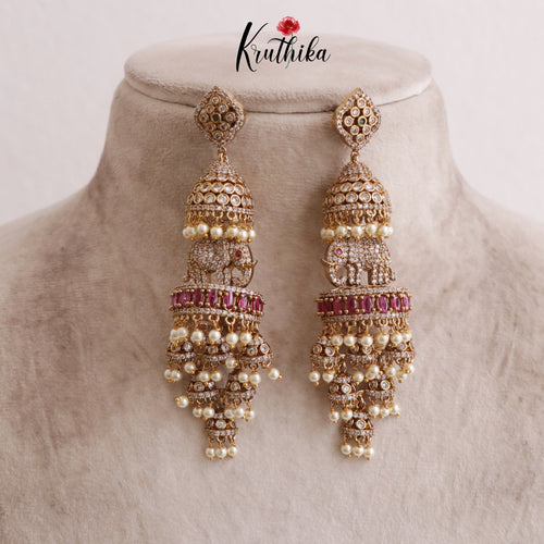 Grand AD Elephant Design with Pearl Beads E519