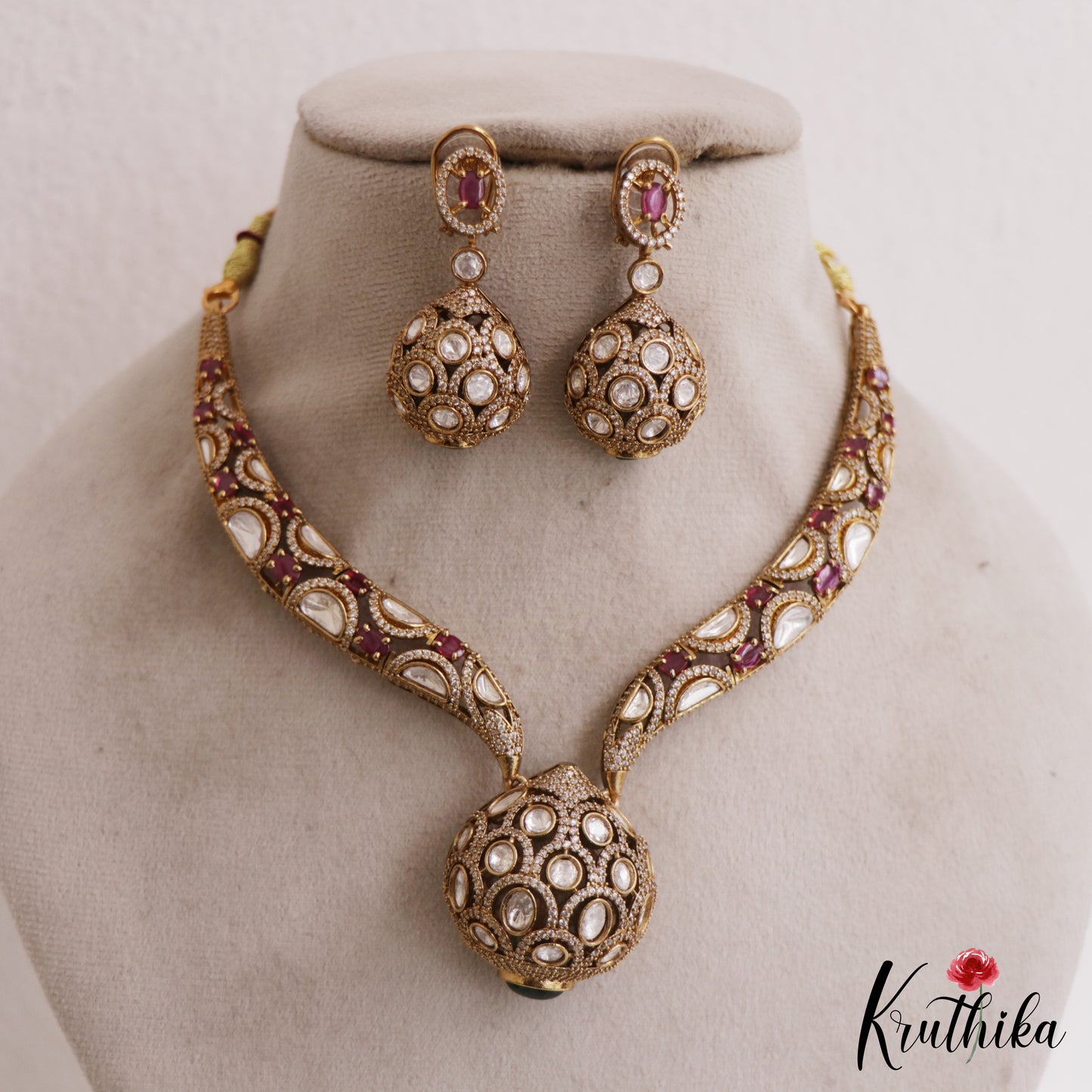 Gorgeous AD Geometric Motifs Moissanite Necklace NC2783 (Available In 3 Colors)