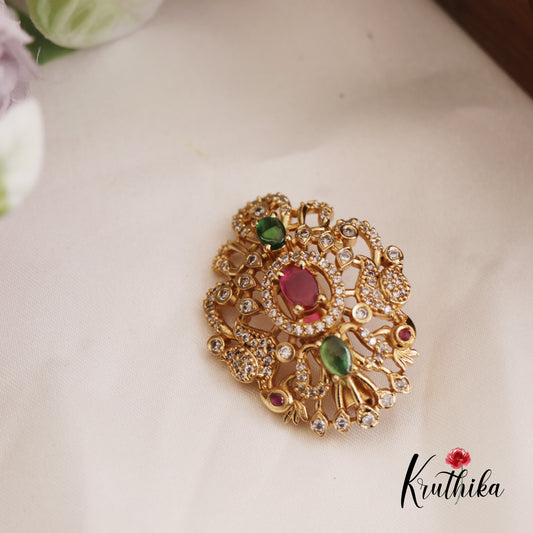 Sparkling CZ Leaf Motifs Saree Pin SP54