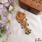 Beautiful Antique Lakshmi Motifs Jada billa With Green Bead Drops J431