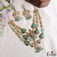 Stunning CZ Victorian Statement Haaram With Green Bead Drops LH2218 (Available In 3 Colors)