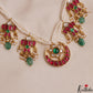 Classic Fish Motifs Pearl Strand Jadau Necklace With Green Bead Drops NC3014