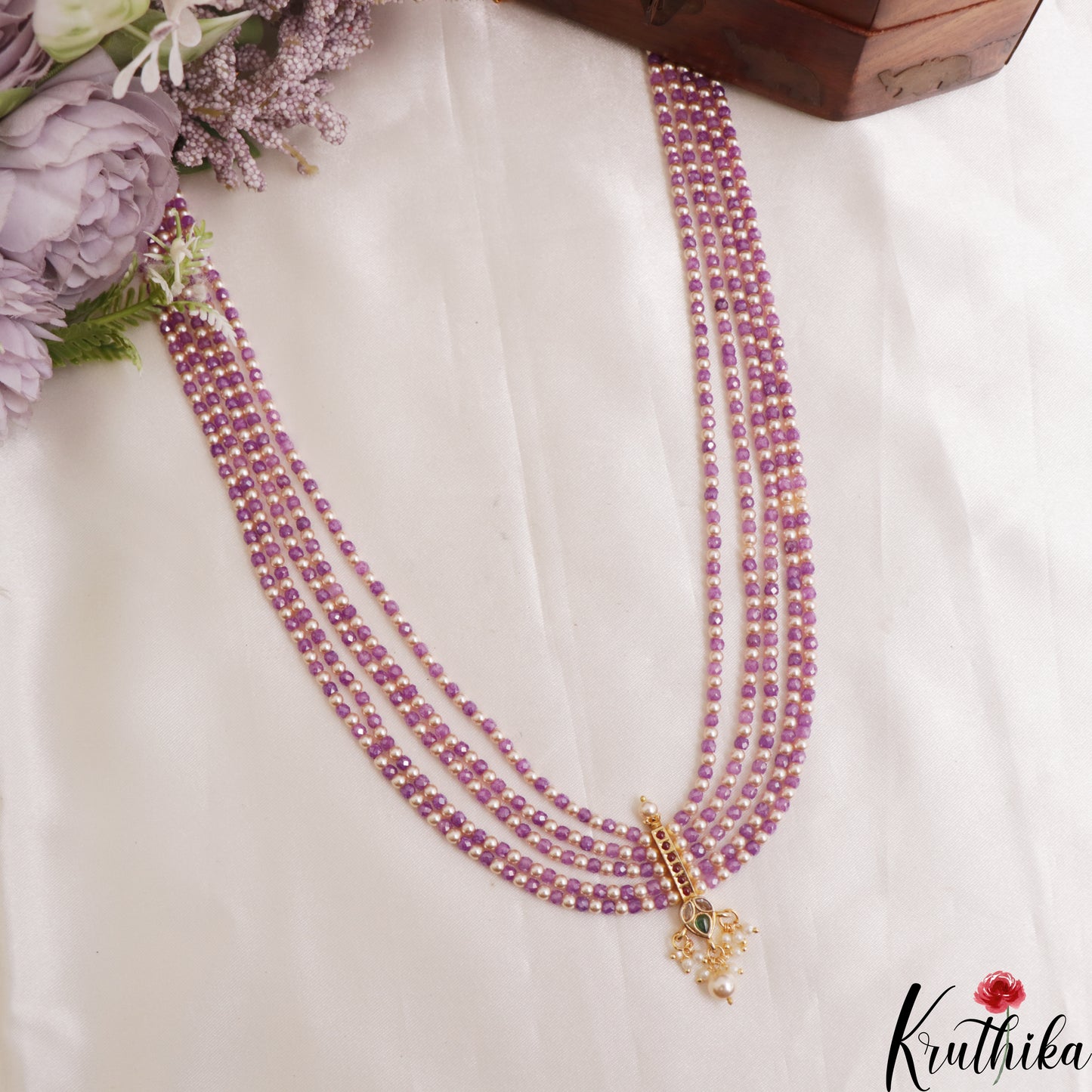 Beautiful Teardrop Motifs Multi Layer Pearl Bead Haaram LH2132