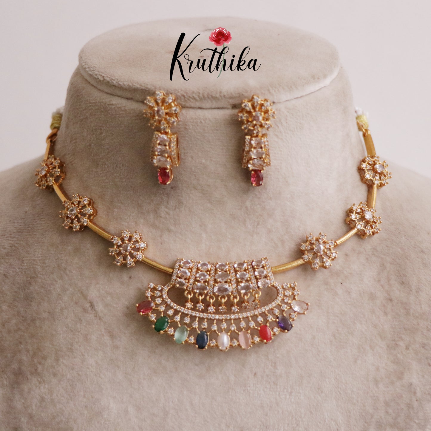 Gorgeous Floral Kundan Contemporary Necklace Set NC2163 (Available in 7 Colours)