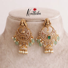 Beautiful AD Chandbalis Jhumkas with Pearl Beads E510