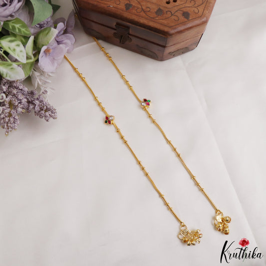 Simple Floral Pendant Jadau Anklets A66