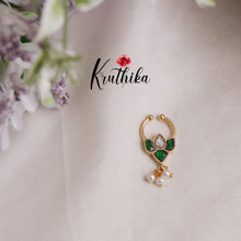 Beautiful Lotus Design Jadau Septum Nose Ring- No Piercing Required N29 (Available in 5 Colours)