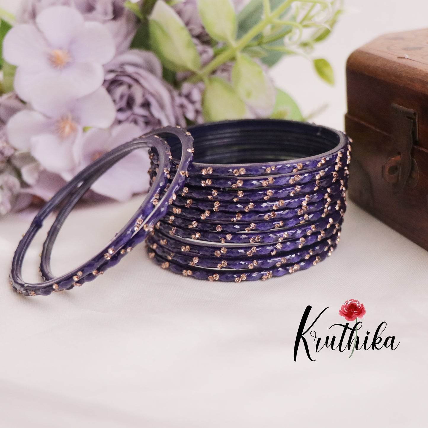 Beautiful Handcrafted Glass Bangles B253 (set of 12 Bangles)