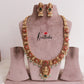 Elegant Temple Lakshmi Haaram with Pastel Green Beads LH1870