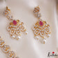 Elegant Floral Motifs CZ Victorian Necklace With Pearl Drops NC3264 (Available In 2 Colors)