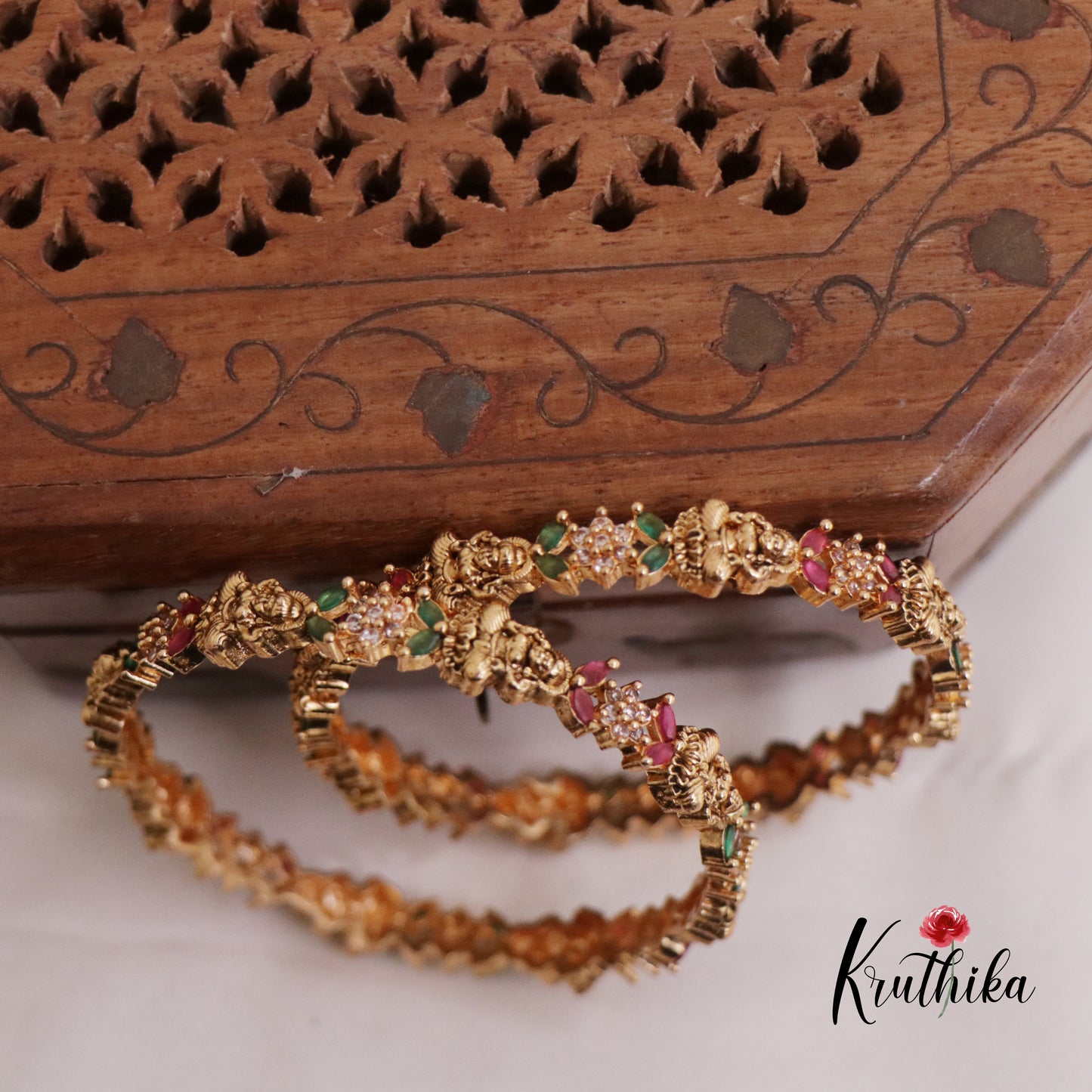 Beautiful AD Lakshmi Victorian Bangles B287 (Set of 2 Bangles)