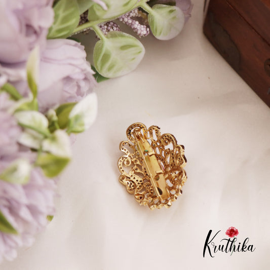 Sparkling CZ Leaf Motifs Saree Pin SP54