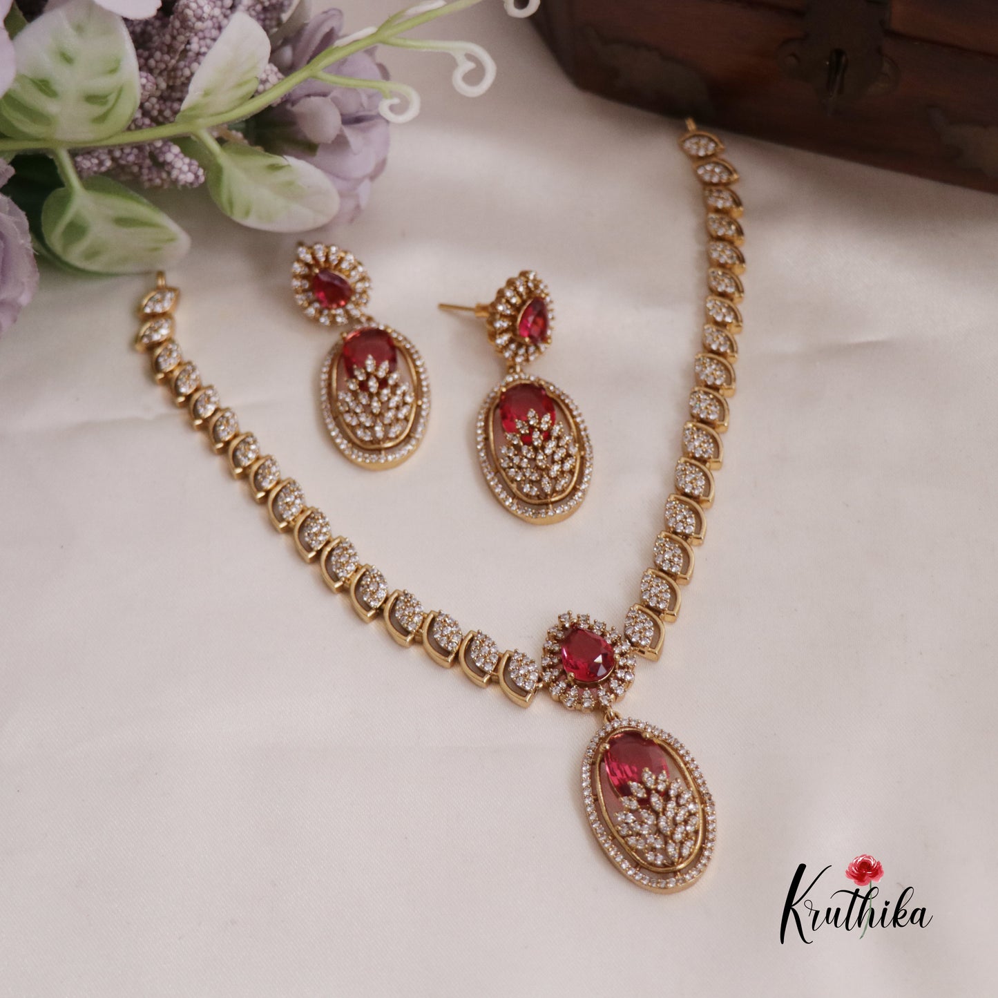 Gergous CZ Multi Stone Pearl Shape Pendant Necklace NC2129 Available in 3 Colors)