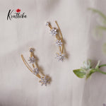 Simple Dainty AD Stones Gold Finish Ear Climbers / Ear cuffs E478