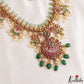 Stunning Kemp Floral Peacock Motifs Guttapoosalu Necklace With Green Bead Drops NC3219