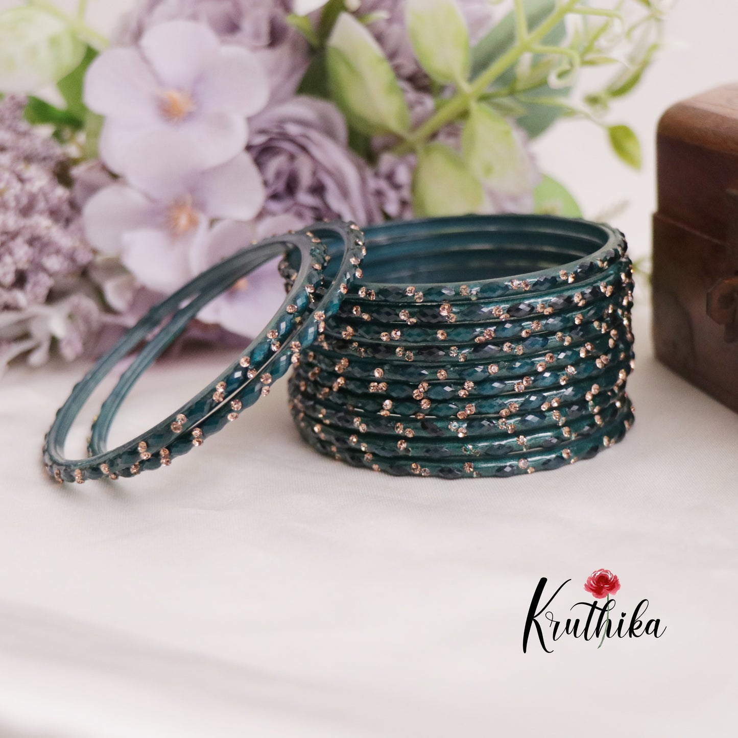 Beautiful Handcrafted Glass Bangles B254 (set of 12 Bangles)